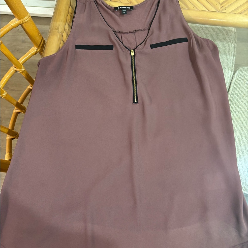 Express Pink Tank Top with Rounded Neckline and Silver Zipper